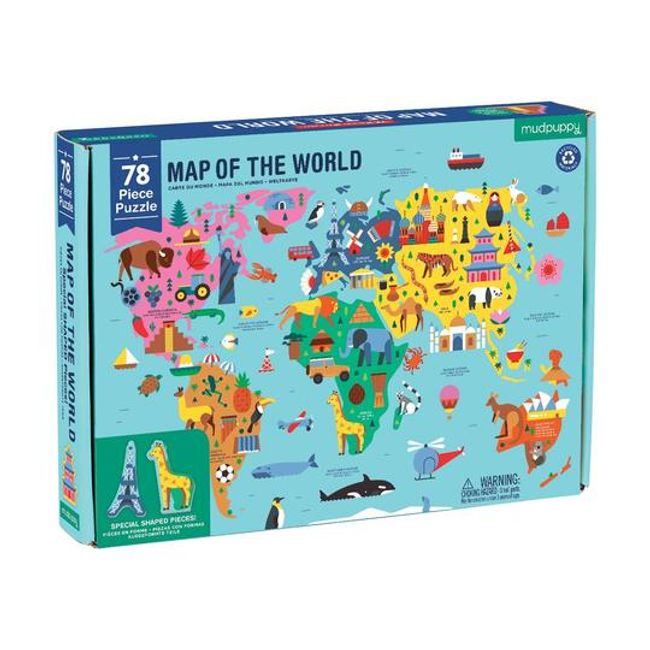 MUDPUPPY - Puzzle 78Pcs Geografia Mapa Del Mundo Mudpuppy