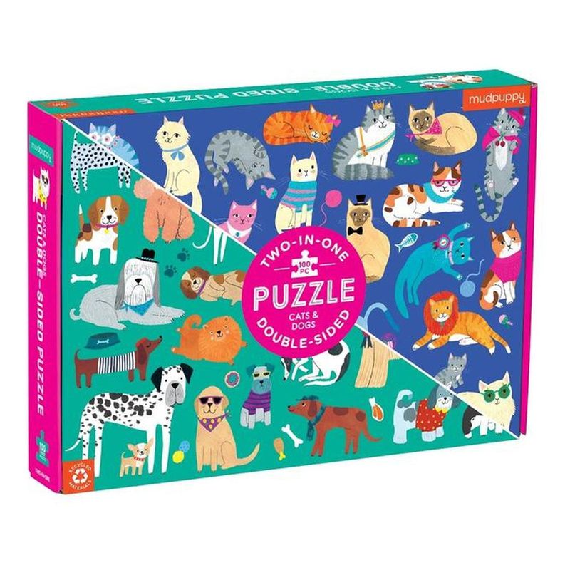 MUDPUPPY - Puzzle 100Pcs Doble Perros Y Gatos Mudpuppy