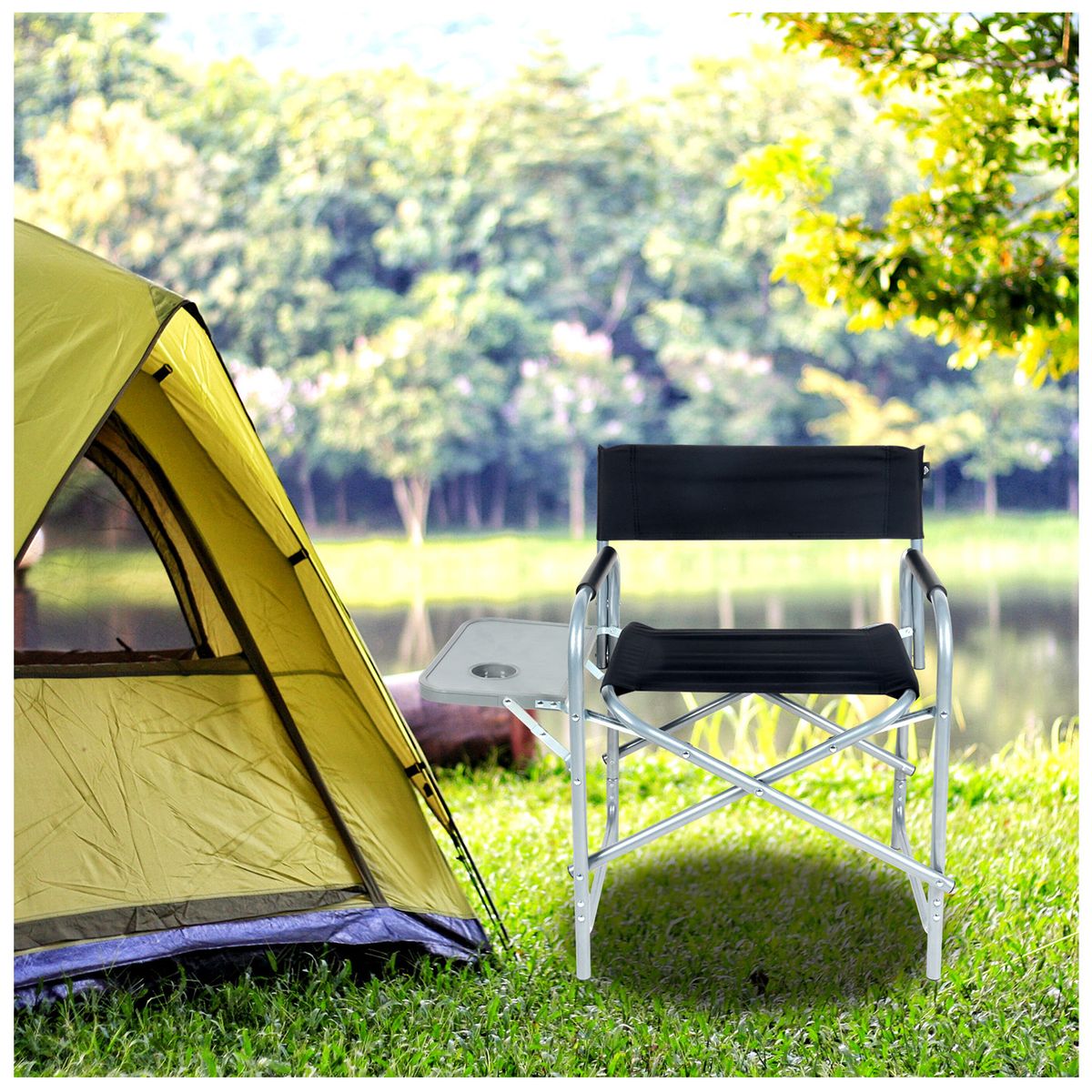 RUTTA - Silla con Bandeja Plegable Negro