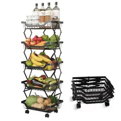 SANTU HOME & DECO - Carrito Organizador Plegable Para Cocina 5 Divisiones