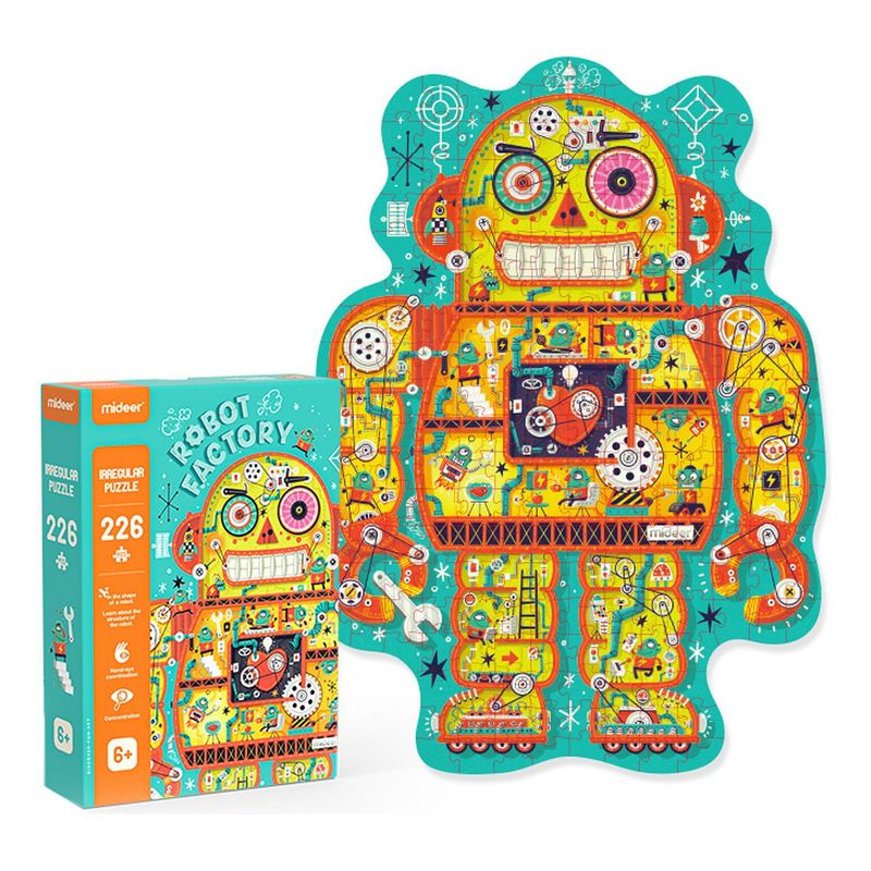 MIDEER - Puzzle Con Forma Fabrica De Robot MiDeer