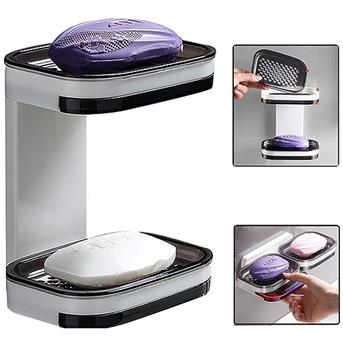 GENERICO - Jabonera De Ducha Doble Con Bandeja De Drenaje Soporte Para Jabón