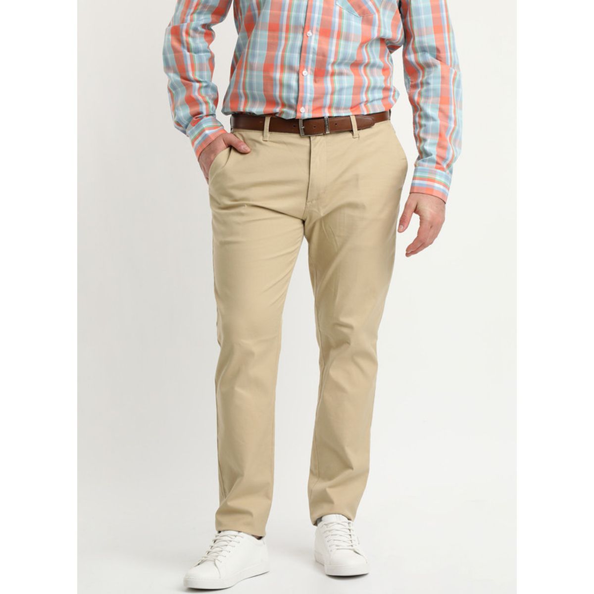 POTROS - Pantalón Gabardina Spandex Frente Plano Beige POTROS