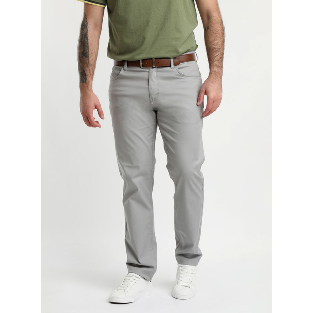 POTROS - Pantalón Gabardina Spandex 5 Bolsillos Gris claro POTROS