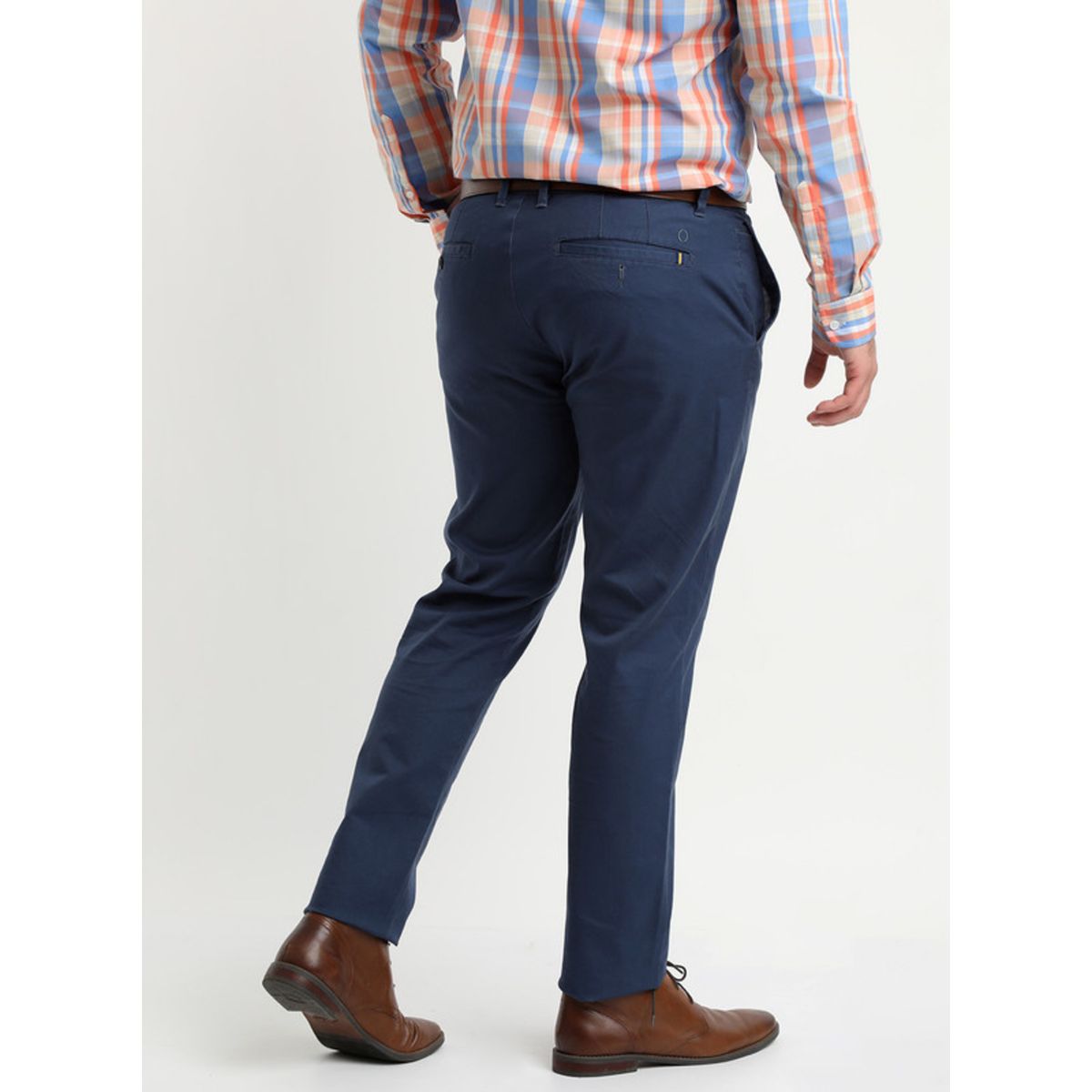 POTROS - Pantalón Gabardina Spandex Frente Plano Azul POTROS