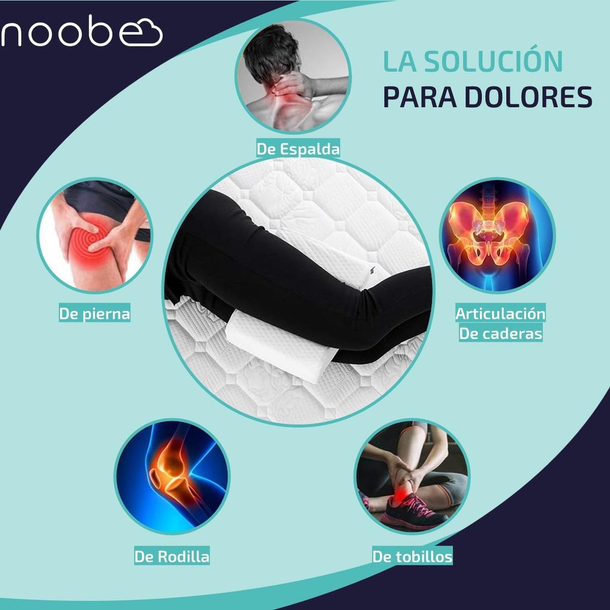 CASATUA - Cojin Almohada Ortopedico Para Piernas Noobe Memory Foam