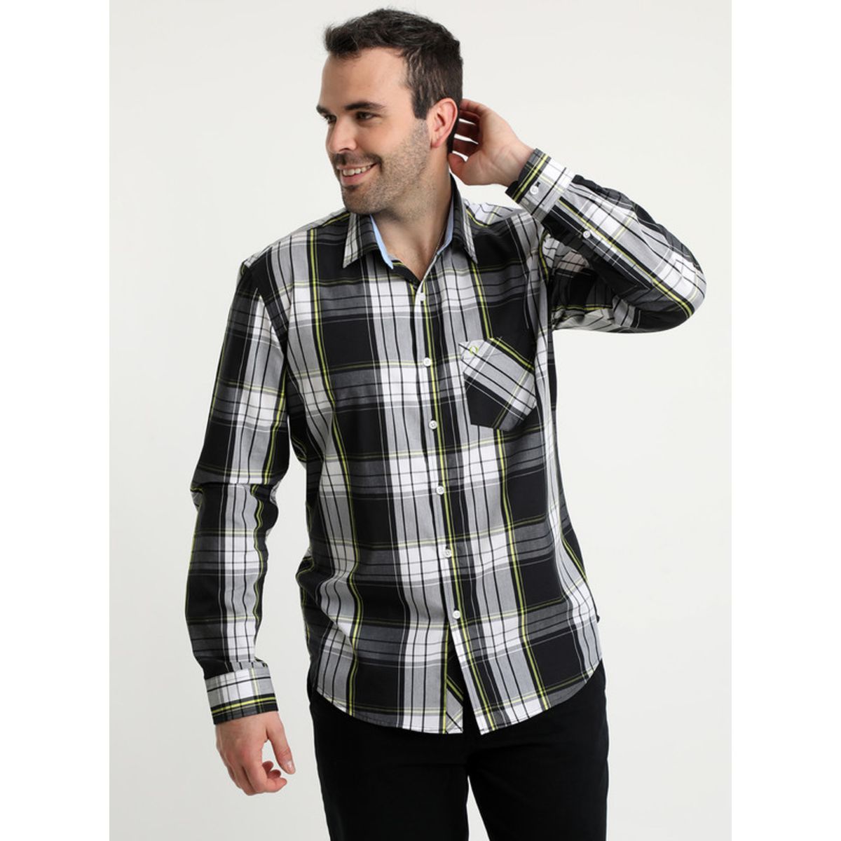 POTROS - Camisa Trevira Check Negro POTROS