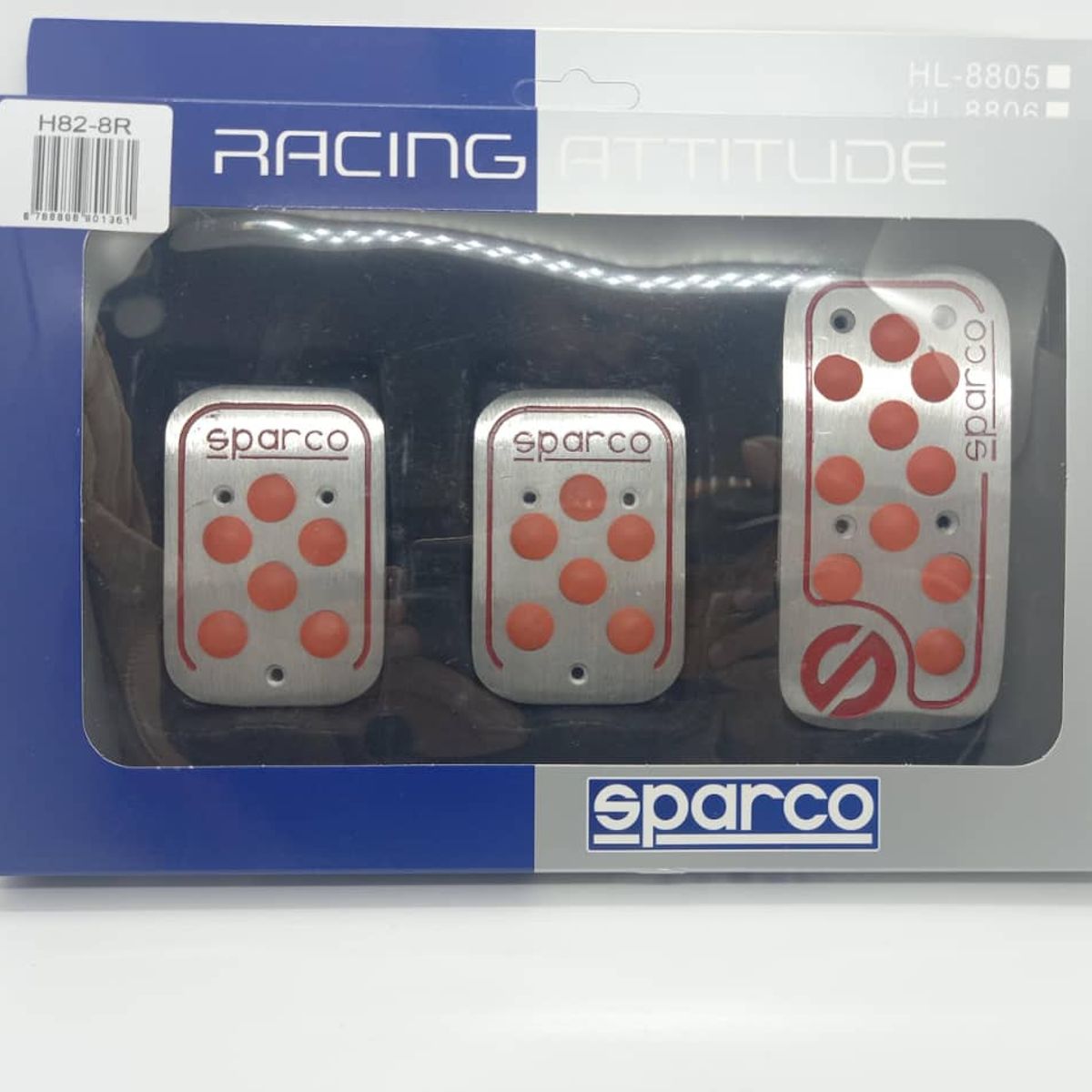 GENERICO - Set cubre pedales auto sparco 3 pieza aluminio cromado rojo