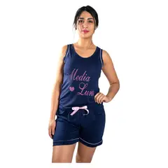 MEDIA LUNA - Pijama Mujer Polera Sin Mangas y Short Diseño