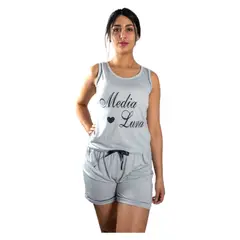 MEDIA LUNA - Pijama Mujer Polera Sin Mangas y Short Diseño