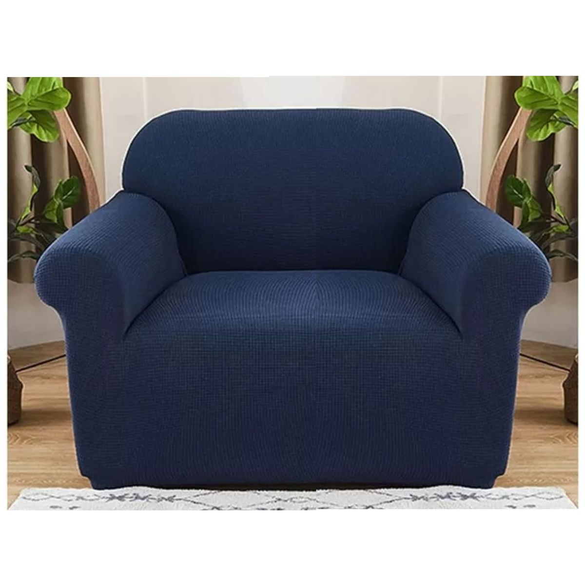 GENERICO - FUNDA CUADRILLE AZUL PARA SILLON DE 1 CUERPO  90-140 CM