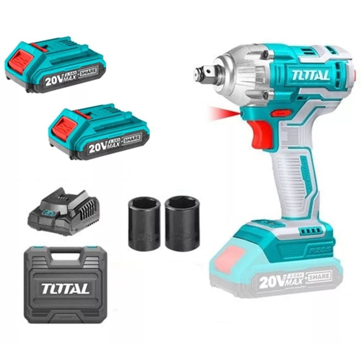 TOTAL TOOLS - Taladro Pistola Llave Impacto 20v 2bat Carg Total Tiwli2038