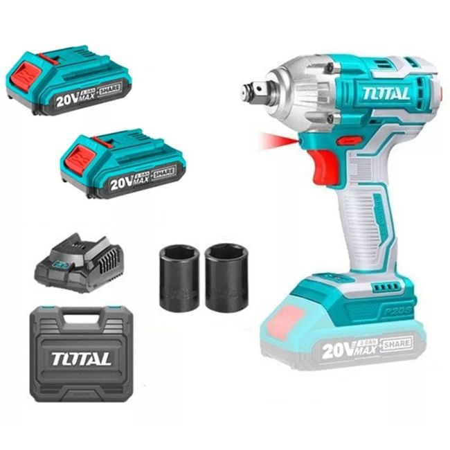 TOTAL TOOLS - Taladro Pistola Llave Impacto 20v 2bat Carg Total Tiwli2038