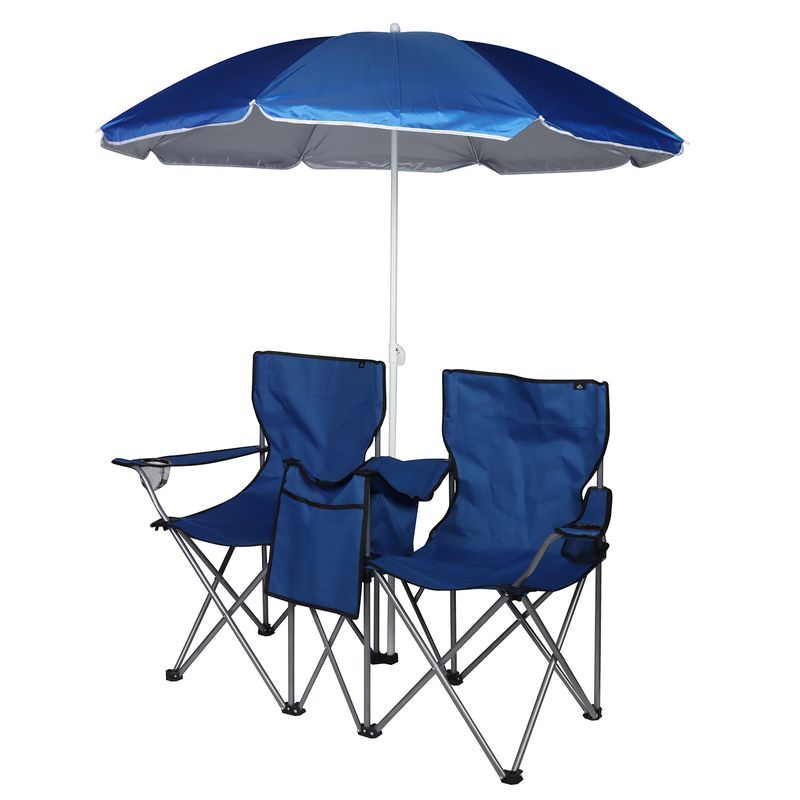 RUTTA - Set Mesa y Sillas Plegables con Sombrilla Azul