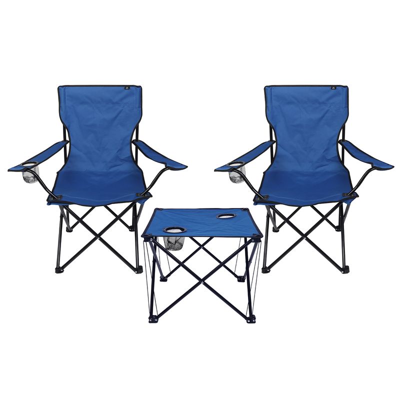 RUTTA - Set Mesa y Sillas Plegables de Camping Azul