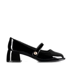 WEIDE - Zapato Mary Jane Negro Charol Elegante Mujer YL56