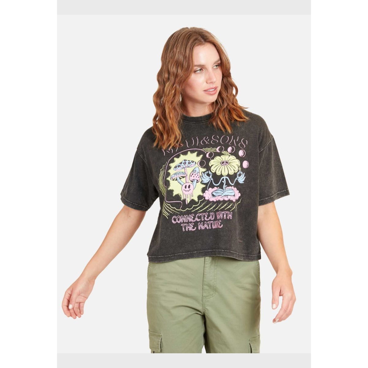 MAUI AND SONS - Polera Connected With The Nature Mujer Negro 