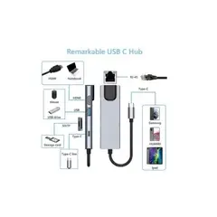 GENERICO - Hub Tipo C 6 En 1 Adaptador Con Puerto Ethernet Hdmi Sd Tfgg