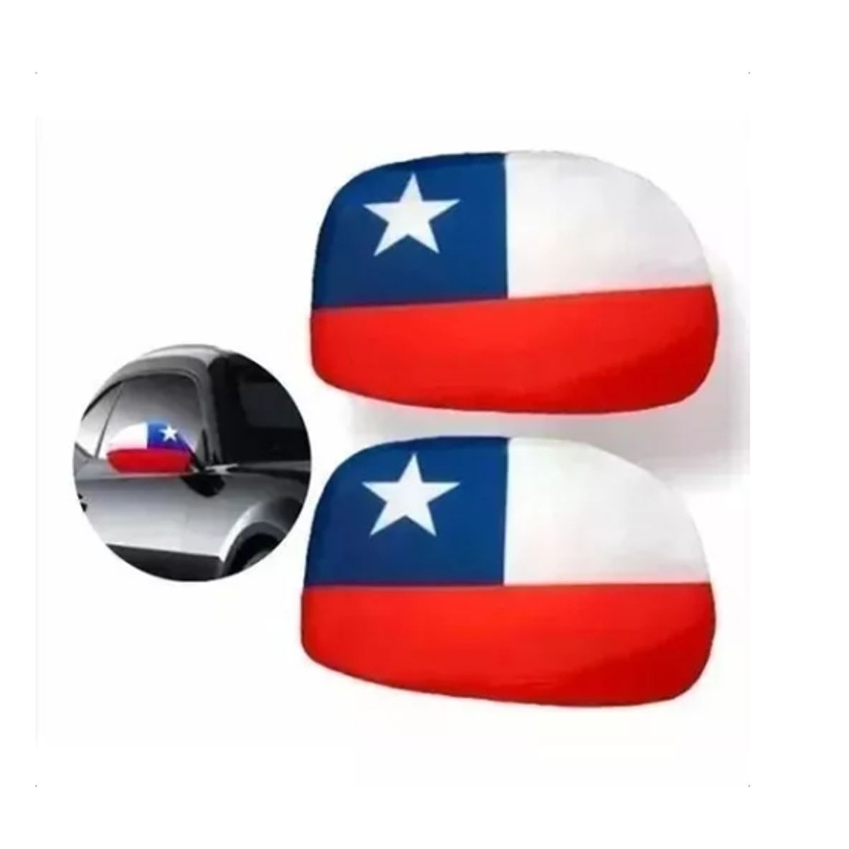 GENERICO - Cubre Retrovisor Funda Forro Bandera Chile Elasticado X2