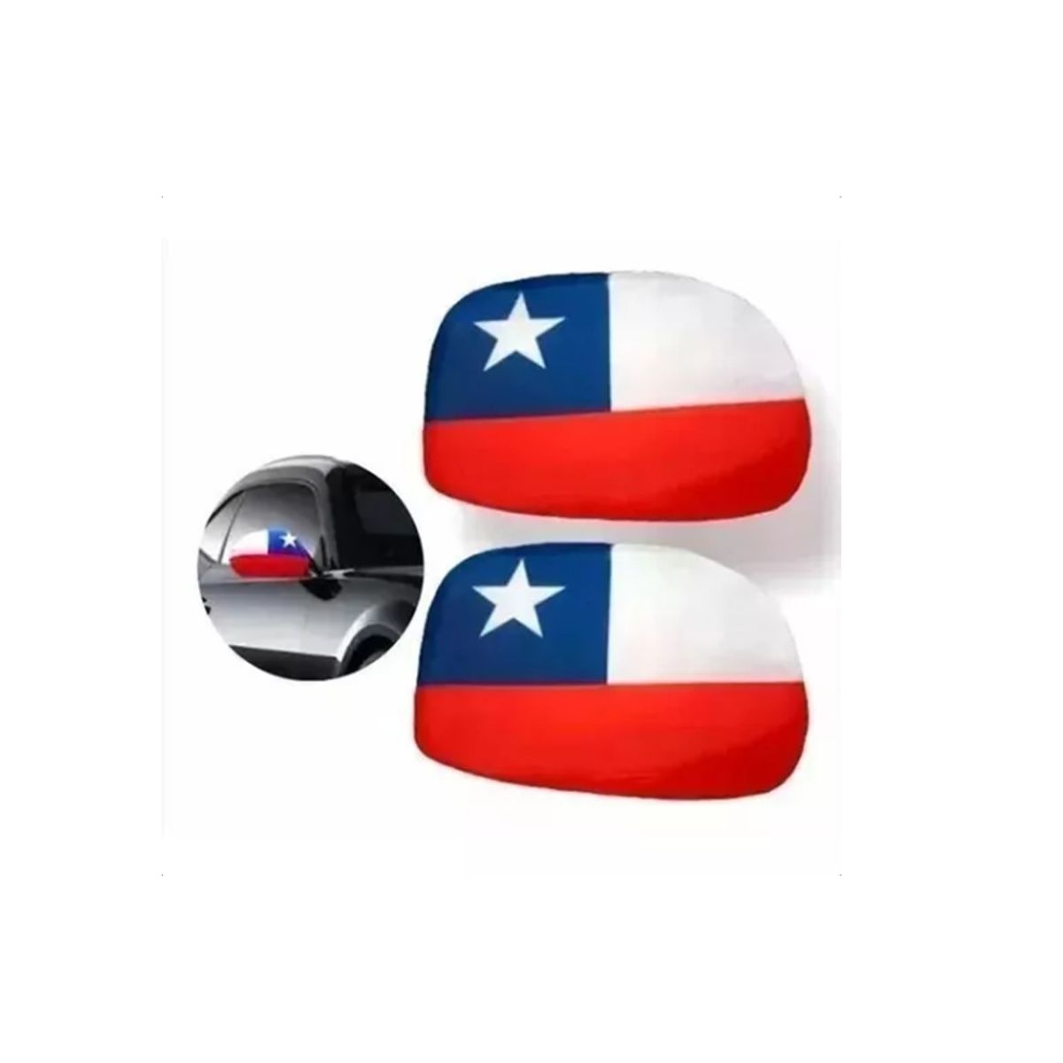 GENERICO - Cubre Retrovisor Funda Forro Bandera Chile Elasticado X2