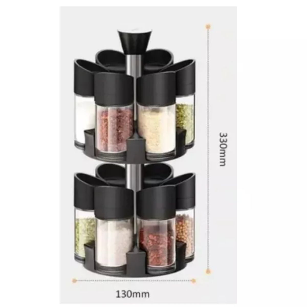 GENERICO - Especiero Giratorio 2 Niveles más Set 12 Piezas Condimenteros