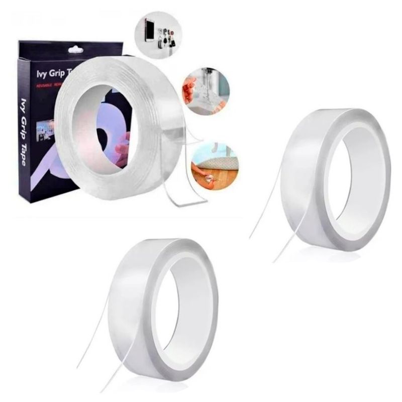 GENERICO - Pack X3 Cinta Doble Contacto Cinta Doble Faz Cinta Magica 1m