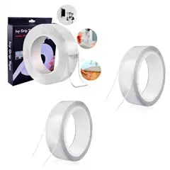 GENERICO - Pack X3 Cinta Doble Contacto Cinta Doble Faz Cinta Magica 1m