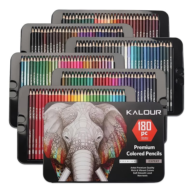 GENERICO - Set 180 Lapices Colores Profesional Dibujo Caja Metálica