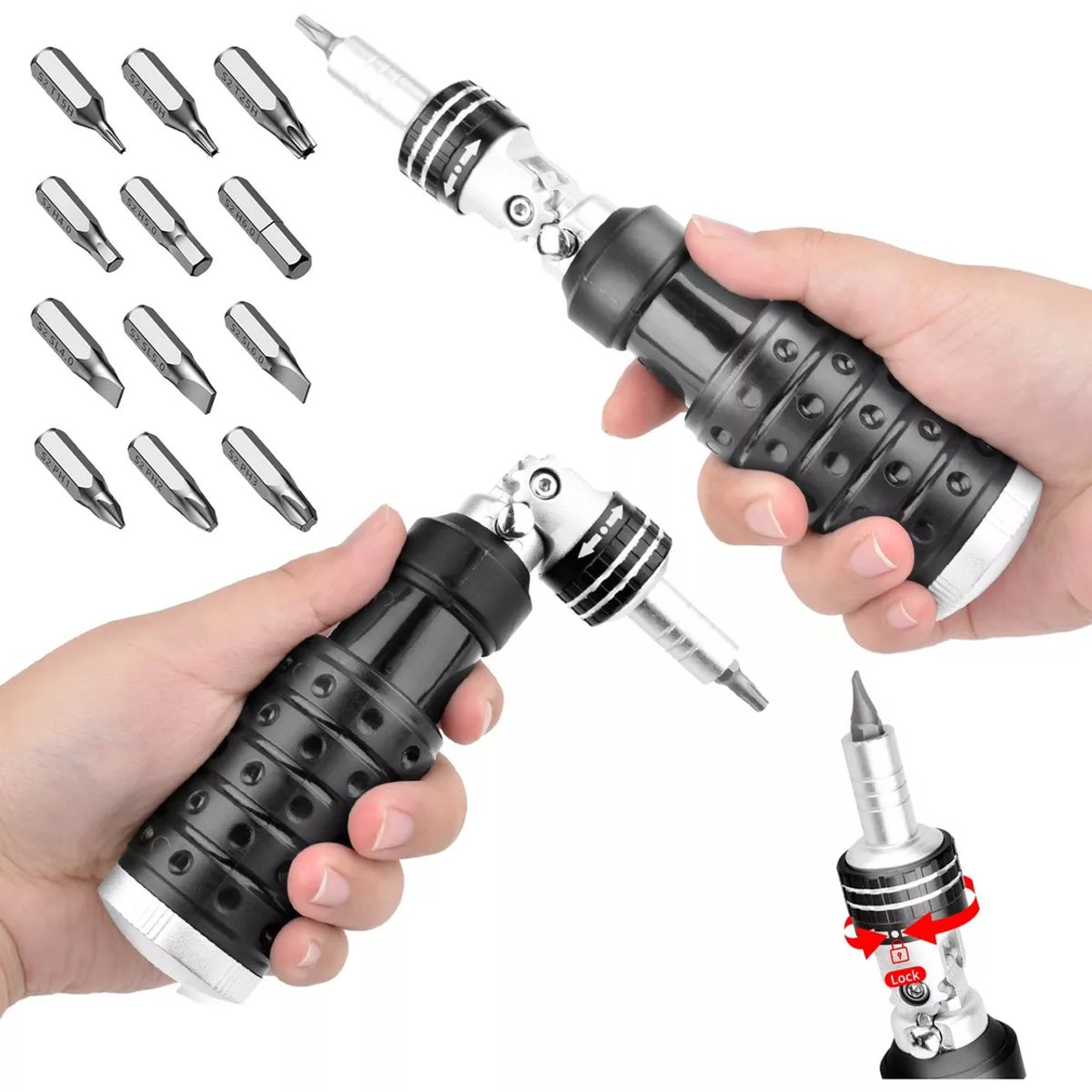 YAYKO - Destornillador De Trinquete Multiusos Portátil 13 En 1