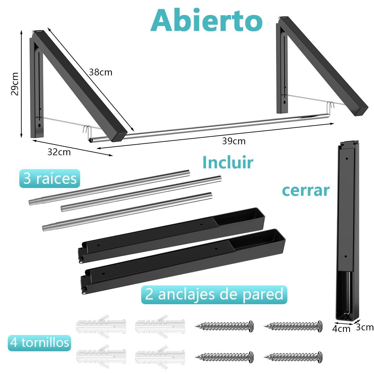 YAYKO - Tendedero Plegable De Pared Colgador Ropa Ajustabl  2pcs