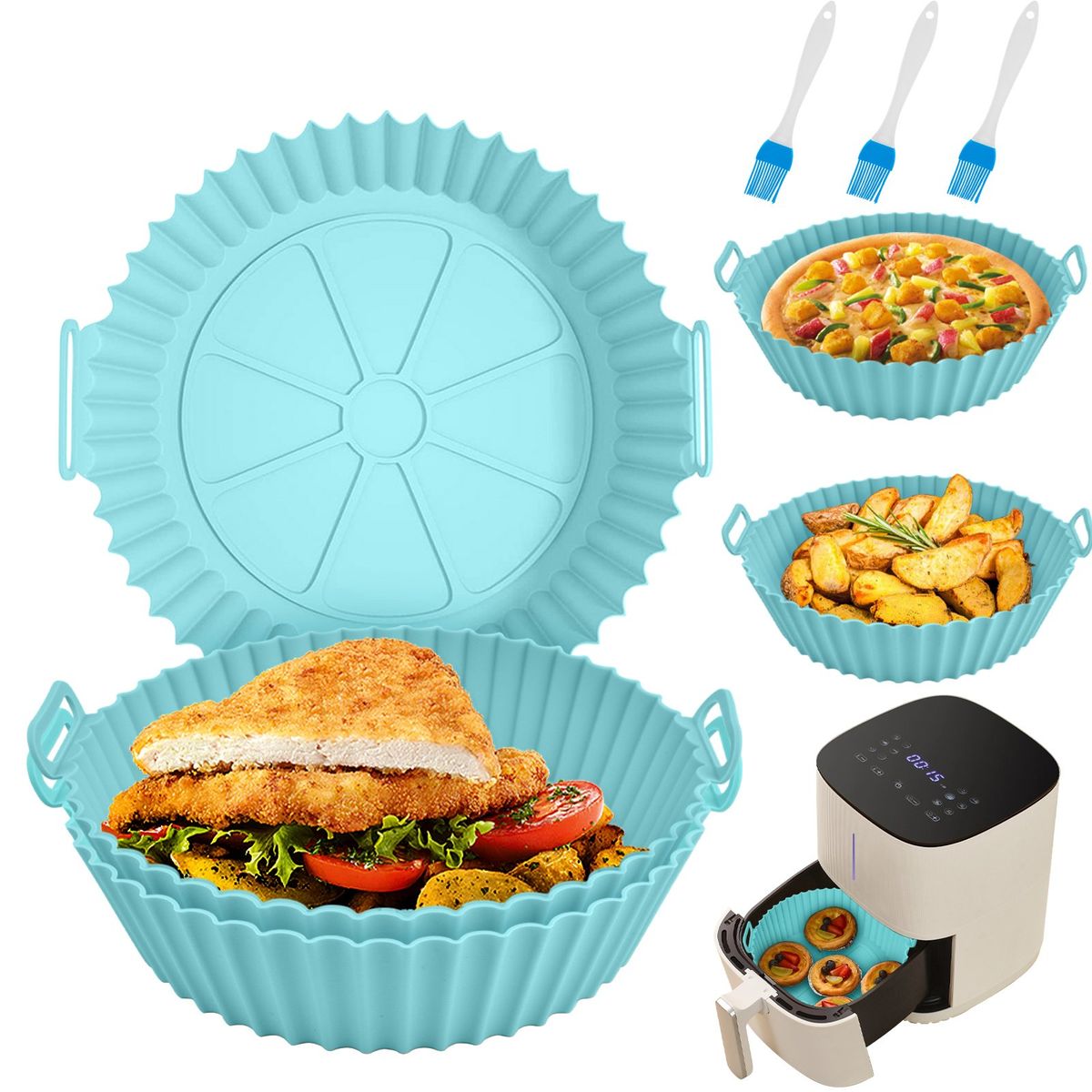 YAYKO - 3 Reutilizable Silicona Bandeja Para Freidora De Air Fryer