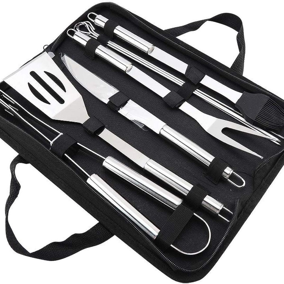 GENERICO - Kit Parrillero 9 Piezas Acero Inoxidable Herramientas Asado