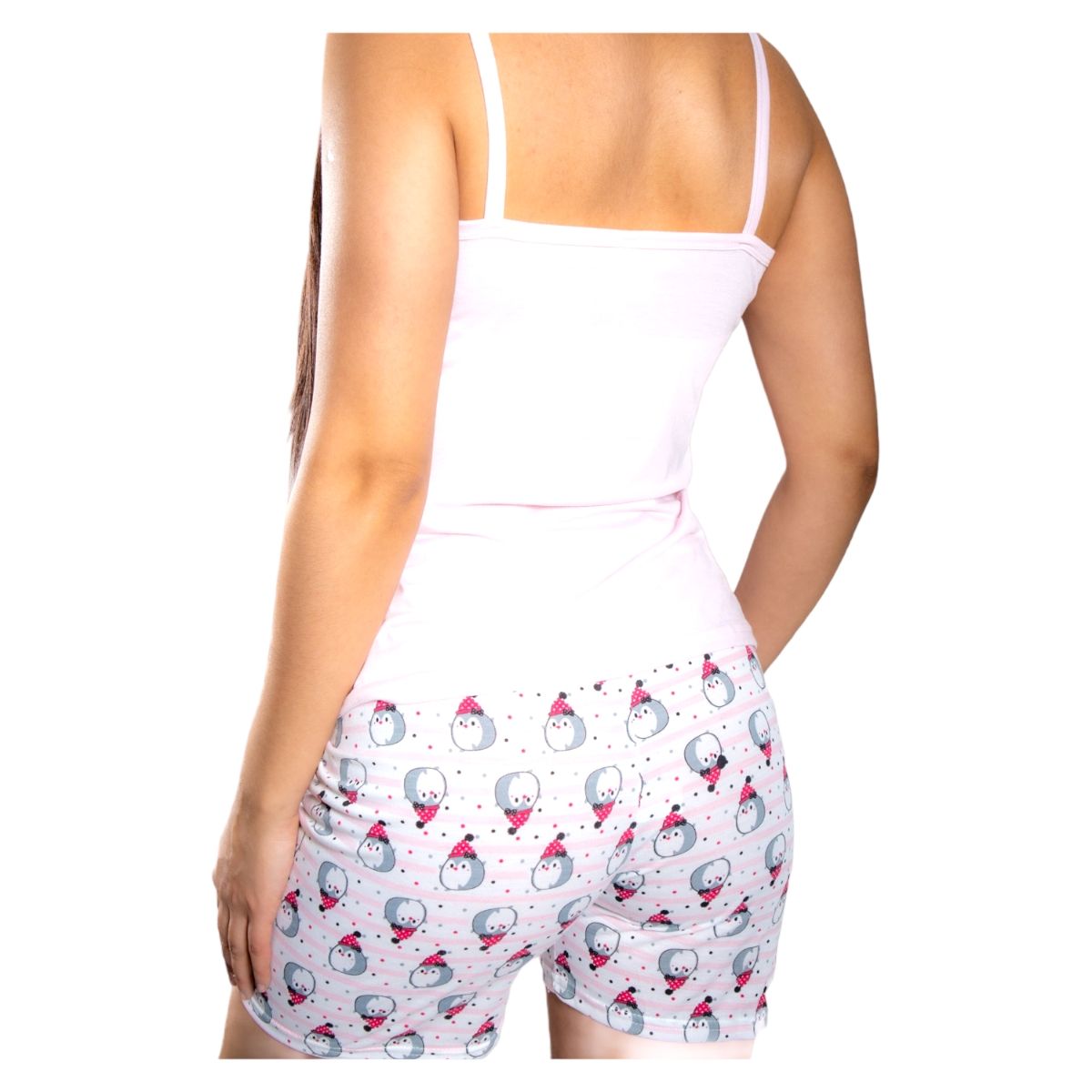 MEDIA LUNA - Pijama Mujer Polera de Tirantes y Short Diseño Pinguino Cool