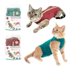 GENERICO - Ropa Protectora y Post-Quirúrgica Verde Gatos Talla 2