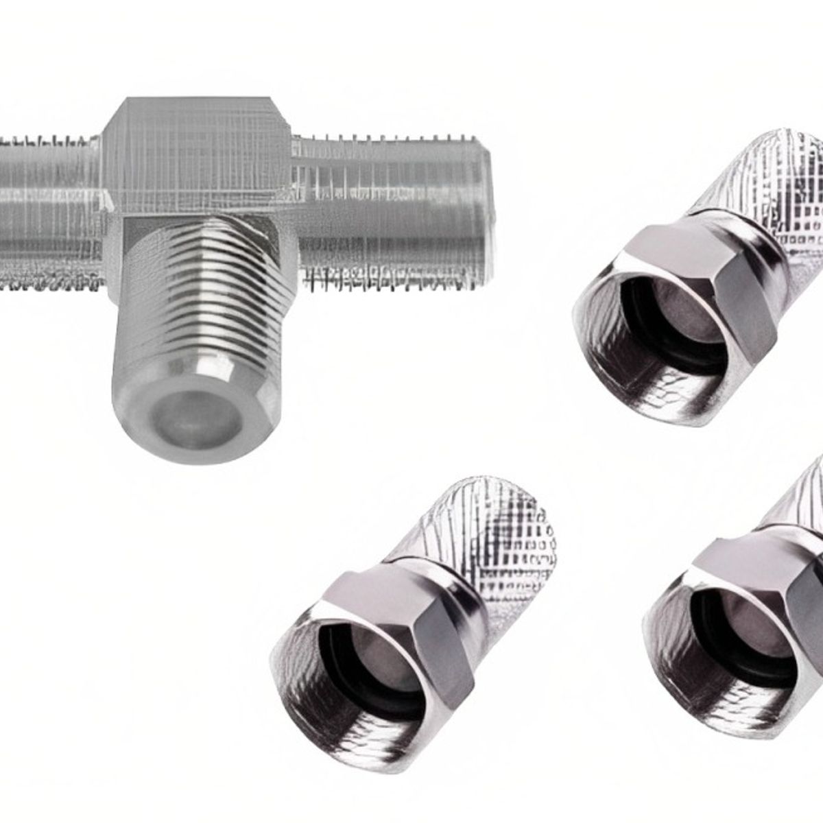 DBLUE - CONECTOR COAXIAL T + 3 PUNTAS DE  UNIÓN RG-6