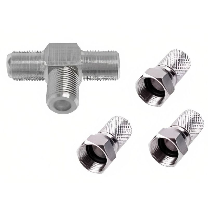 DBLUE - CONECTOR COAXIAL T + 3 PUNTAS DE  UNIÓN RG-6
