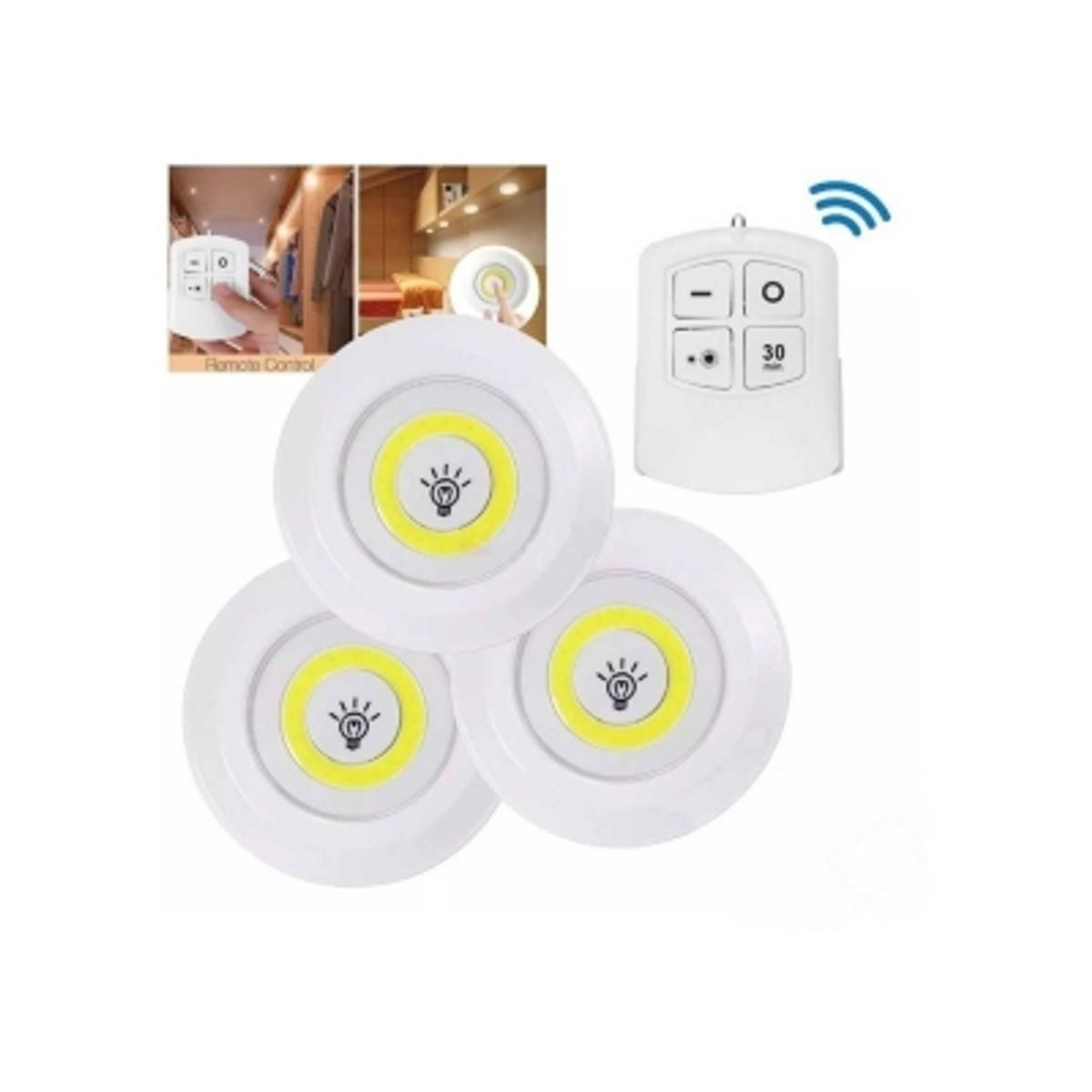 GENERICO - Set mini 3 Luz Led Portátil Control Remoto Timer Dimer