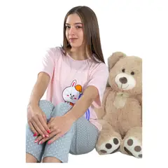 MEDIA LUNA - Pijama Mujer Polera Manga Corta y Pantalón Diseño Celebration