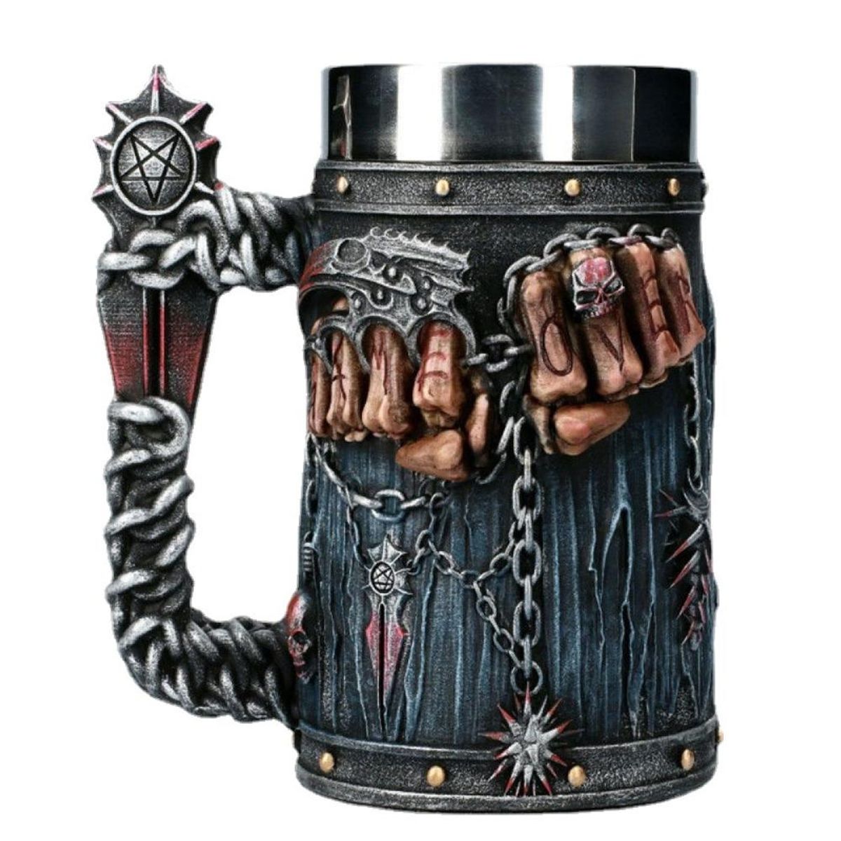 GENERICO - Tazón 3d Resina Gothic Game Over Reaper Puños Punk - Negro