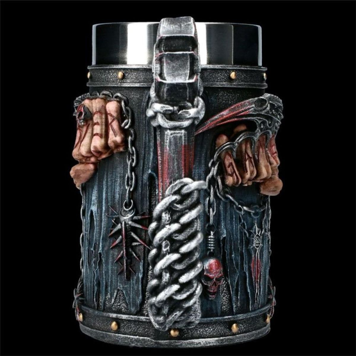 GENERICO - Tazón 3d Resina Gothic Game Over Reaper Puños Punk - Negro