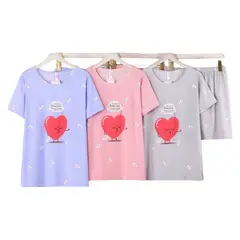 MEDIA LUNA - Pijama Mujer Polera Manga Corta y Short Diseño Corazón Cupido
