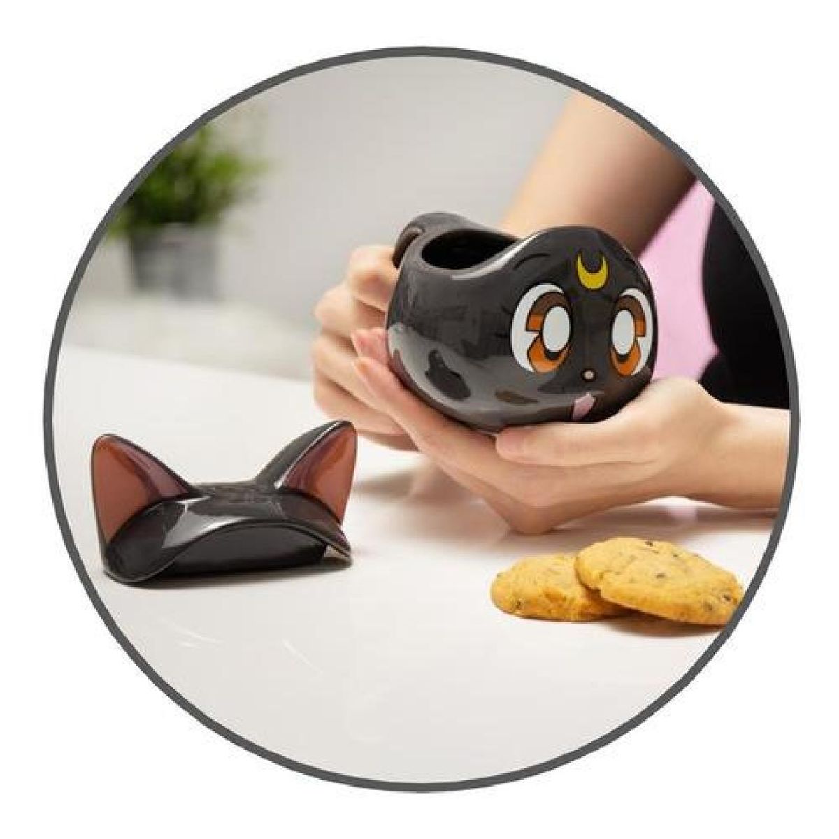 GENERICO - Tazon 3d Gatita Luna Sailor Moon - Gris