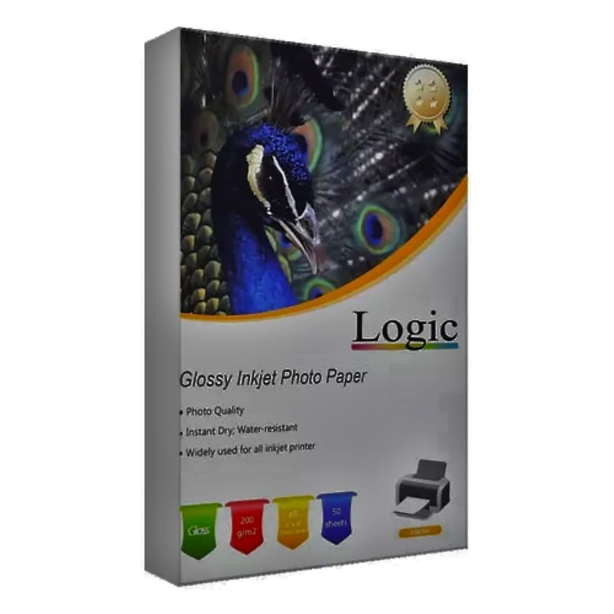 LOGIC - Papel Fotográfico Brillante 10 x 15 4R De 200 g X 50 Hojas