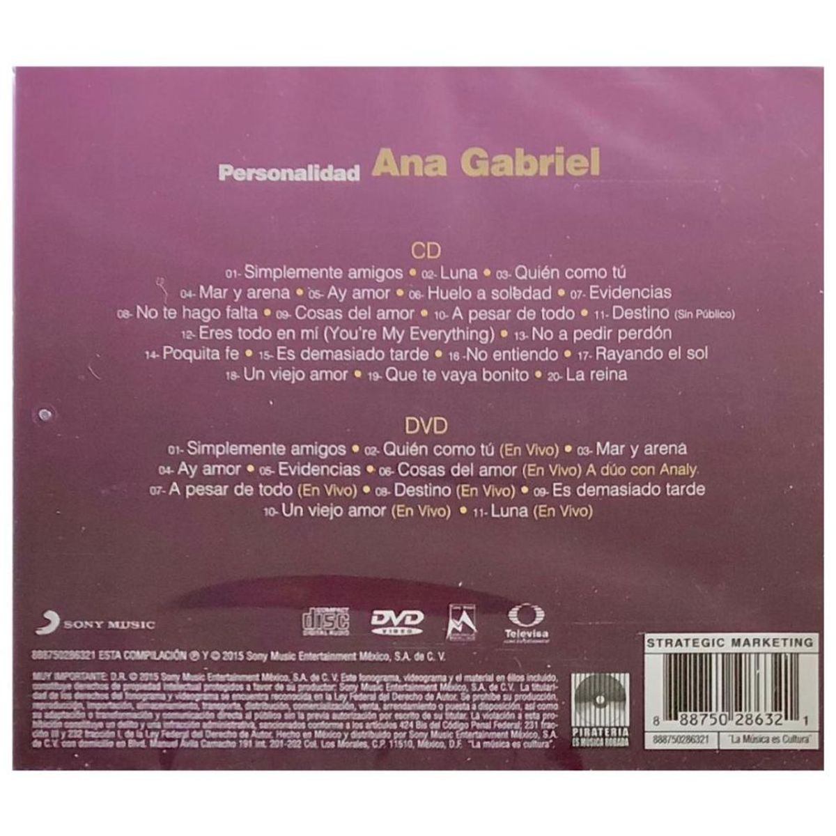 HITWAY MUSIC - ANA GABRIEL - PERSONALIDAD (CD+DVD) - CD HITWAY MUSIC
