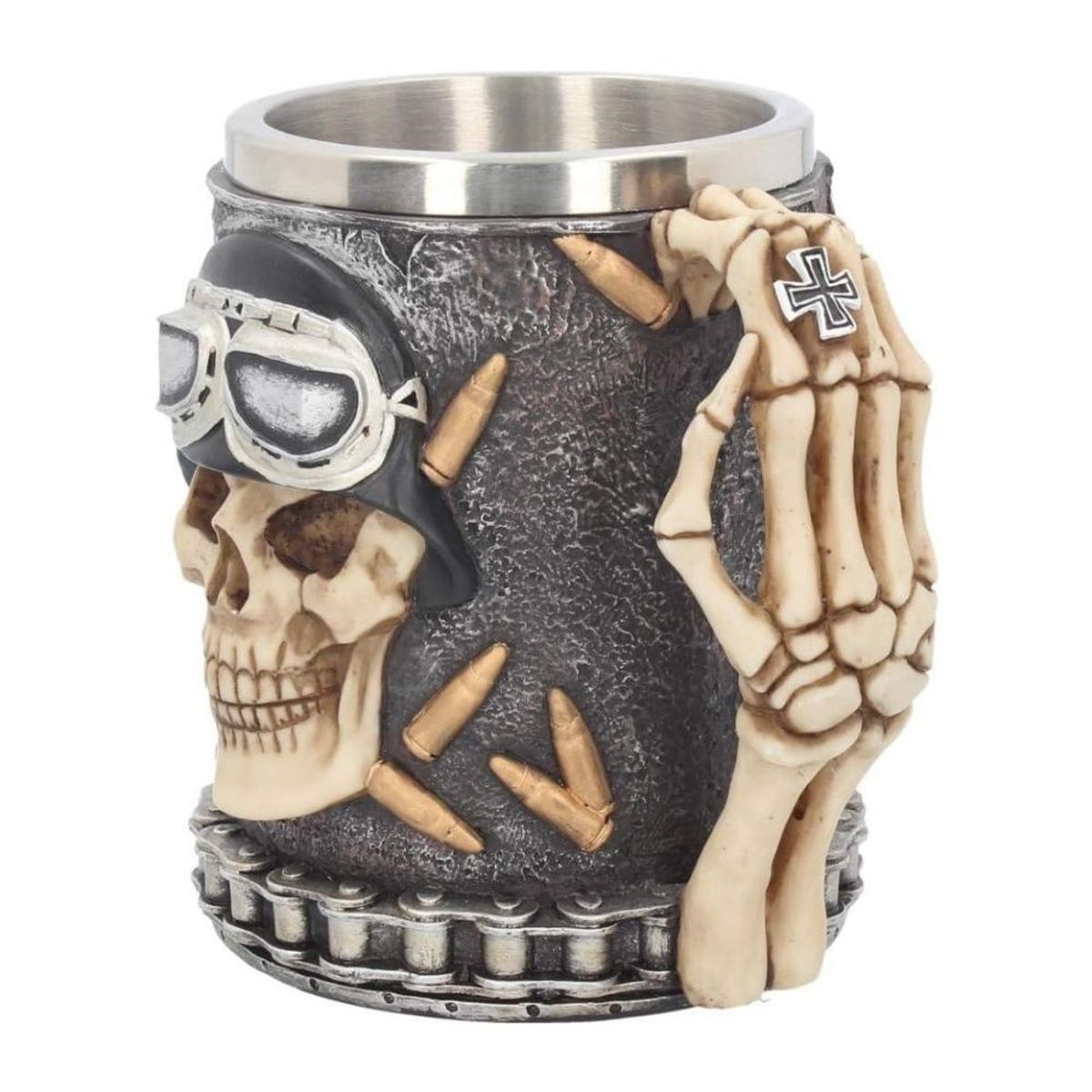 GENERICO - Tazón Calavera Skull soldado Acero inoxidable