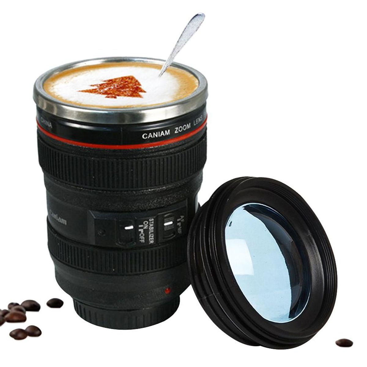 GENERICO - Taza Tazón Mug Zoom Lente Fotográfico Acero Inoxidable