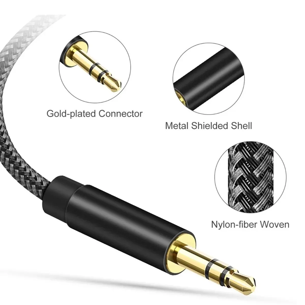 GENERICO - Cable De Audio Auxiliar 35mm 2metros Trenzado Reforzado