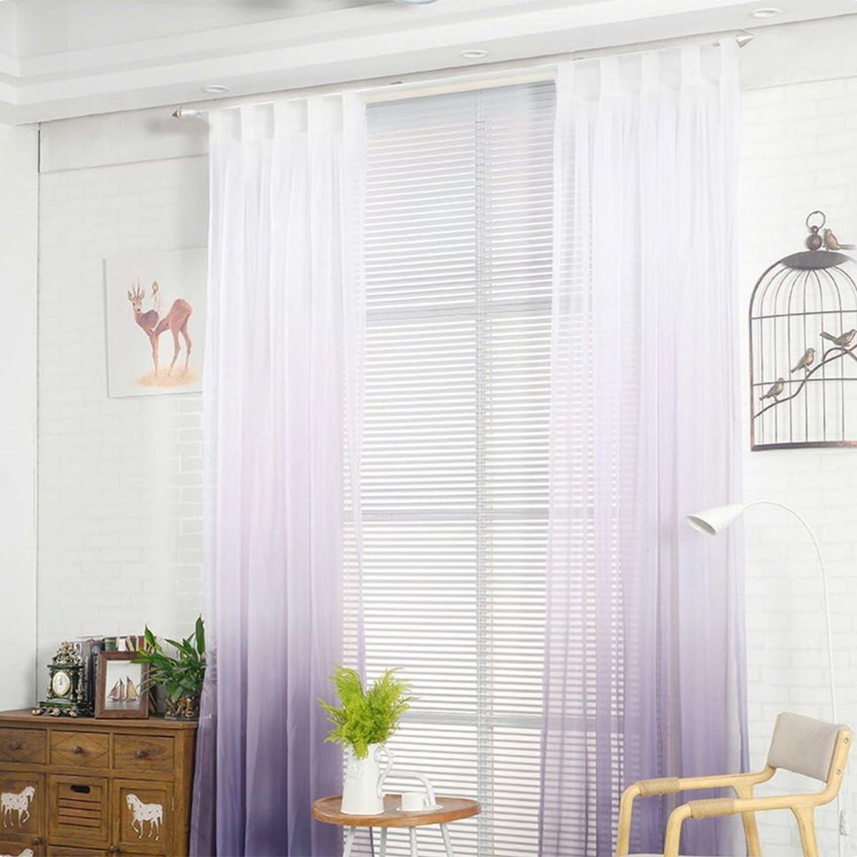 GENERICO - visillo morado degradado tela delgada translucida 2 visillo 140x230 C/U