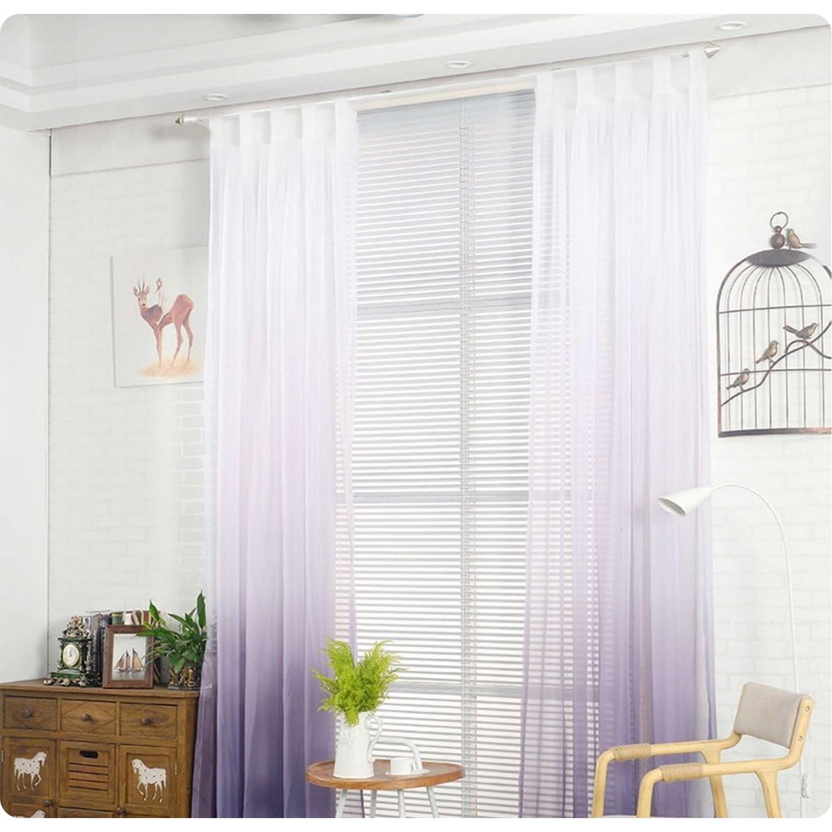 GENERICO - visillo morado degradado tela delgada translucida 2 visillo 140x230 C/U