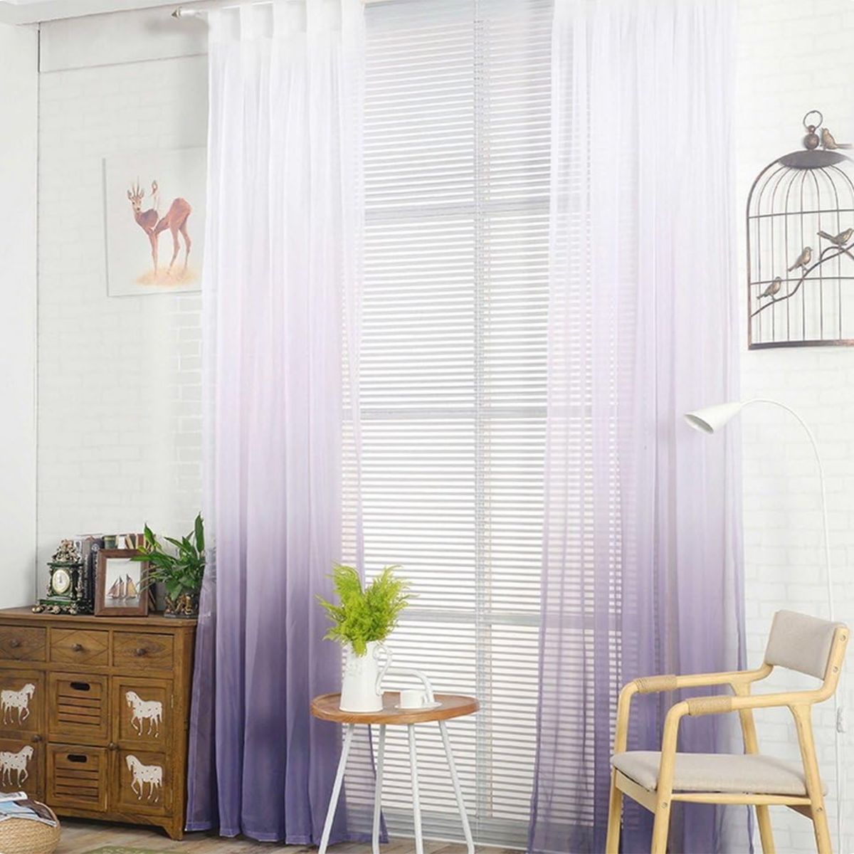 GENERICO - visillo morado degradado tela delgada translucida 2 visillo 140x230 C/U